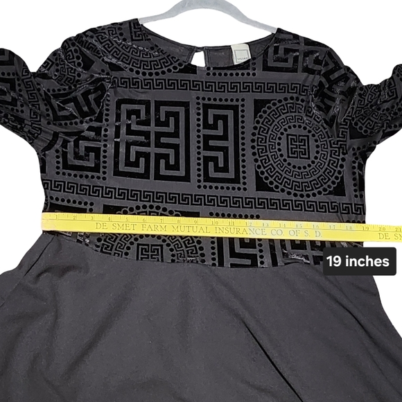 LILIAN Long Sleeve Dress Womens XL Black Velvet Burnout Y2K Gothic Grunge Witch - Picture 8 of 9